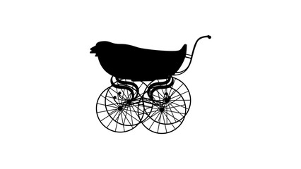Fototapeta na wymiar old baby stroller silhouette