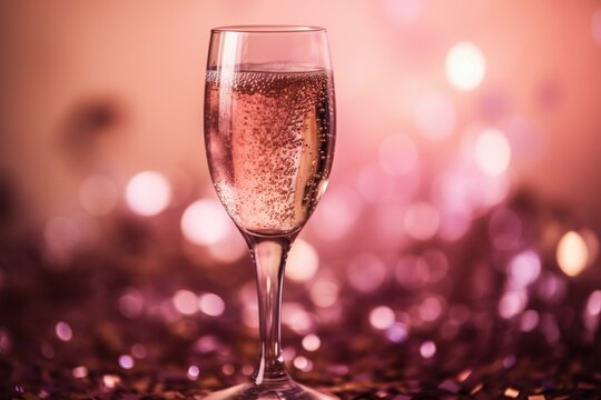 Pink champagne background, bokeh Generative AI