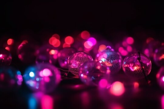 Pink neon lights background, bokeh Generative AI