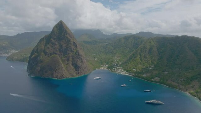 Petit Piton rises majestically from the bay in St. Lucia