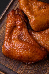 Delicious grilled chicken wings with spices and herbs