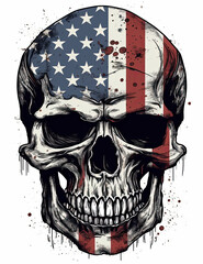 American Flag Skull Illustration, logo, t shirt design, patriotic, Independence Day. Generative AI