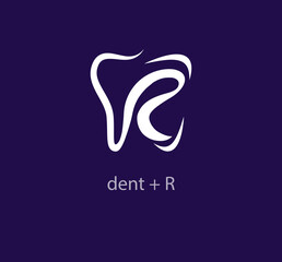 R letter and dent natural line logo. Unique design. Clinic and dental health center corporate logo template. vector.
