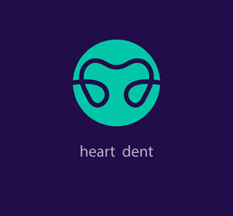 Round heart and dent logo. Unique design. Clinic and dental health logo template. vector.