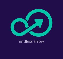 Endless circle and arrow logo. Unique design. Innovative arrow logo template. vector.
