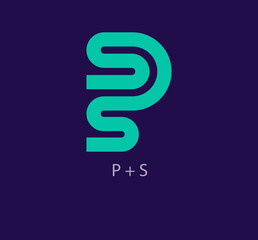 P and S letter combination continuous line logo. Unique design. Creative typography logo template. vector.