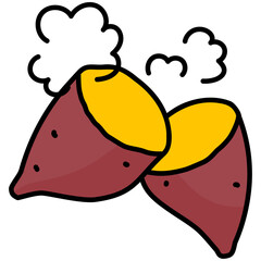 太い線で描かれたカットイラスト / ほくほくの焼き芋