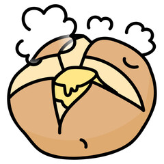 太い線で描かれたカットイラスト / ほくほくのじゃがバター