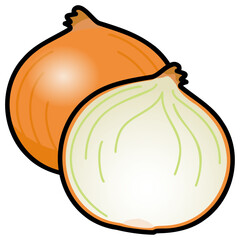 太い線で描かれたカットイラスト / カットされた玉ねぎ