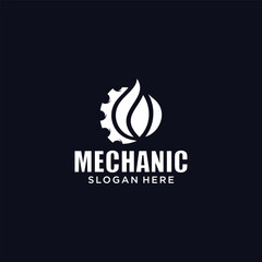 Mechanical technology logo, gear and piston combination logo symbol. engine parts