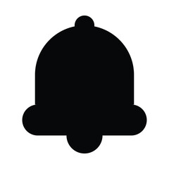 Notification Bell Alert Icon Black and White Fill Icon Design For Mobile Apps, Web and Design Elements, Reminder Icon Vector Illustration