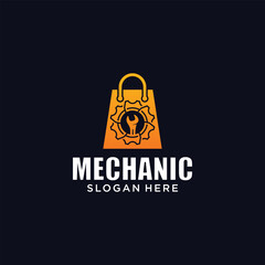 Mechanical technology logo, gear and piston combination logo symbol. engine parts