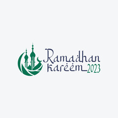 Ramadan Kareem logo Vector set, Logo to welcome the Holy Month of Ramadan with beautiful colors.