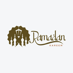 Ramadan Kareem logo Vector set, Logo to welcome the Holy Month of Ramadan with beautiful colors.