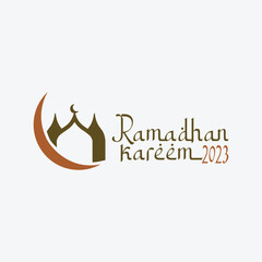 Ramadan Kareem logo Vector set, Logo to welcome the Holy Month of Ramadan with beautiful colors.