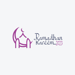 Ramadan Kareem logo Vector set, Logo to welcome the Holy Month of Ramadan with beautiful colors.