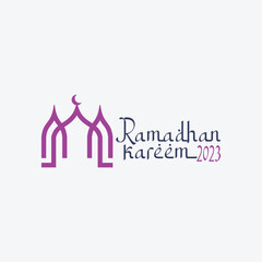 Ramadan Kareem logo Vector set, Logo to welcome the Holy Month of Ramadan with beautiful colors.