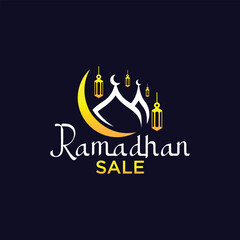 Ramadan Kareem logo Vector set, Logo to welcome the Holy Month of Ramadan with beautiful colors.