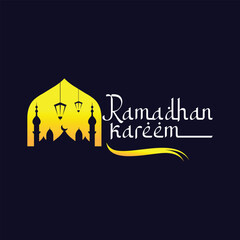 Ramadan Kareem logo Vector set, Logo to welcome the Holy Month of Ramadan with beautiful colors.