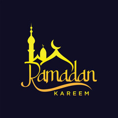 Fototapeta na wymiar Ramadan Kareem logo Vector set, Logo to welcome the Holy Month of Ramadan with beautiful colors.