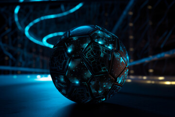 Fototapeta na wymiar Virtual soccer digital sports e-soccer ball