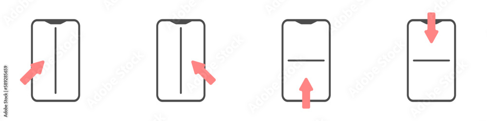 Poster smartphone vector. set of split screen phones icons. tap on the phone's touchscreen. selecting a par