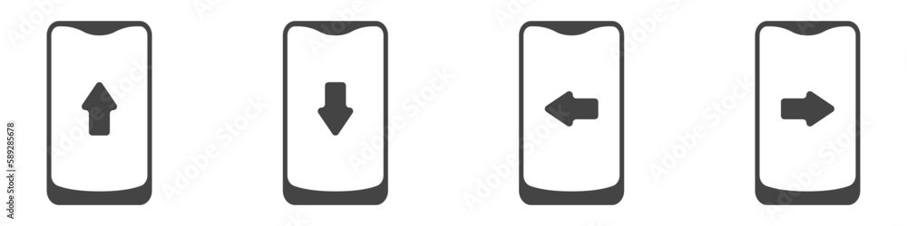 Aufkleber smartphone with arrow vector. smartphone arrow direction set. black arrows in the phone screen vecto