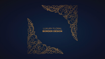  Decorative Floral gold border . Vintage calligraphic corners and borders. ornamental Border, ornaments. Wedding frame, invitation card, menu, picture borders, deco dividers. Vector art.