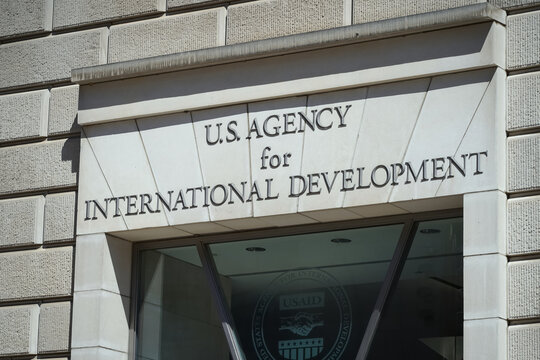 Washington, DC - April 3, 2023: US Agency for International Development office entrance sign