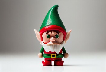 Christmas Elf toy on an isolated white background with copy space. Christmas spirit, Christmas shelf tradition. Generative AI
