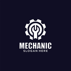 Mechanical technology logo, gear and piston combination logo symbol. engine parts