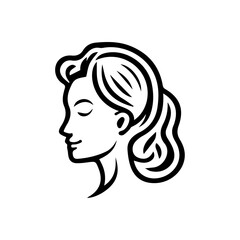 Beautiful woman silhouette vector line portrait logo icon fof beuty saloon. Line drawing