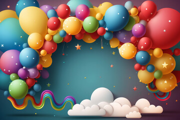 Fototapeta na wymiar Generative AI of colorful balloon garland for children's day or parties. 