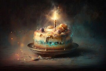 Generative Ai of a dreamy birthday cake . 
