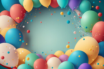 Generative AI of colorful balloon garland for children's day or parties. 