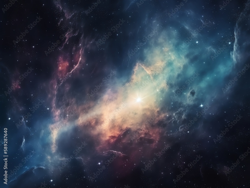 Wall mural star field in space a nebulae and a gas congestion.