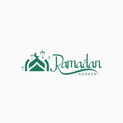 Ramadan Kareem logo Vector set, Logo to welcome the Holy Month of Ramadan with beautiful colors.