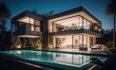 Fototapeta premium Real estate building background, a beautiful residence illustration by generative ai