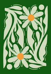 Abstract Naive Floral Handdrawn Botanical Posters. Modern Botanical Prints with Flowers in Contemporary Minimal Style. Design for fabric, print, cover, banner, decoration, wallpaper.