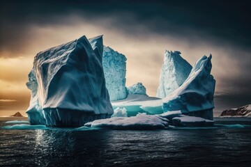 Icebergs in all their splendor. AI generated