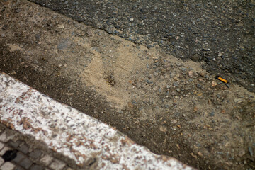 close up of the dust on the road