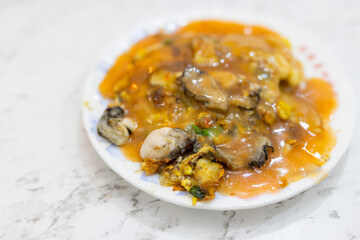 Oyster omelette Taiwan famous street market food