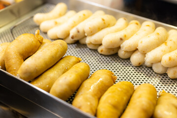 Sticky rice sausage selling in Taiwan street market