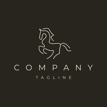Horse linear geometric icon logo design vector template