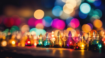 Lights blurred bokeh background from christmas night. Generative Ai