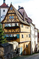 Fototapeta premium Historic center of Rothenburg ob der Tauber with half timbered houses, Bayern, Germany, Europe