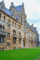 Fototapeta na wymiar UK, Oxford, 19.03.2023: part of the facade of Brasenose College Guest Rooms with most view to the street. Place open for public 