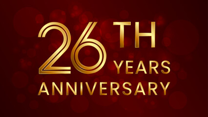 26 year anniversary celebration. Anniversary logo design with double line concept. Logo Vector Template Illustration
