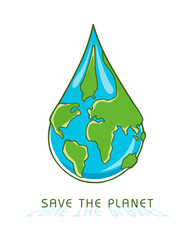 World Earth Day. The concept of saving the Earth. Earth in the form of a drop..