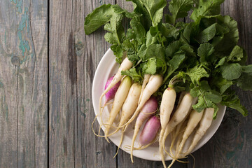 radish on a white plate